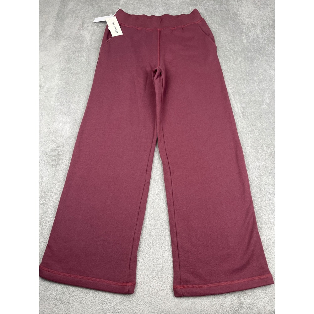 Em + West 100% Organic Cotton Wide Leg Sweatpants Casual Comfy Dark Clay Red S